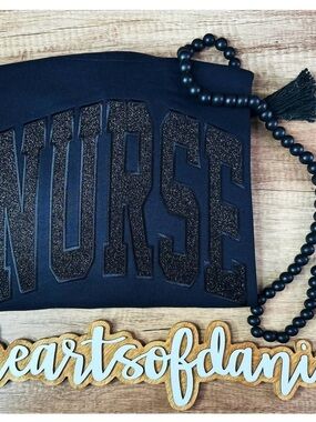 Source Unknown Black Glitter 'NURSE' Sweatshirt